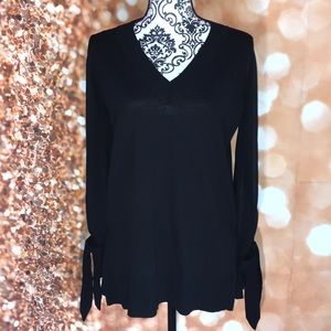 Topshop mesh sleeve v neck sweater